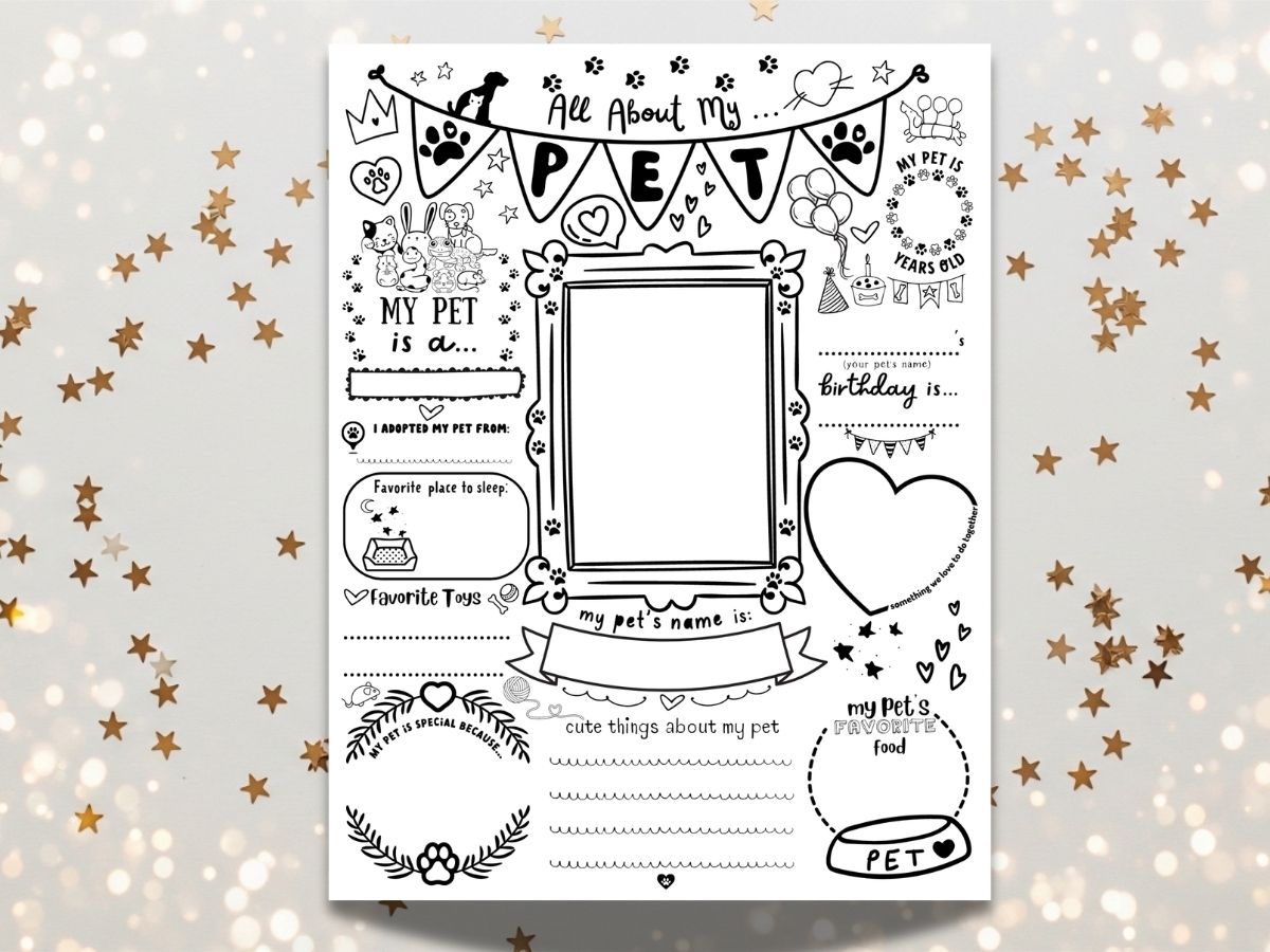 FREE PRINTABLE! All About My Pet Activity Page