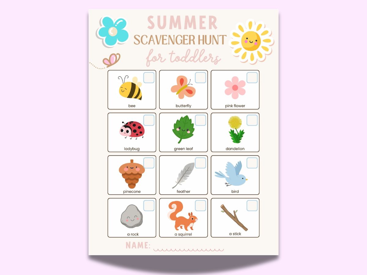 Free PDF Download of Scavenger Hunt for Toddlers Page
