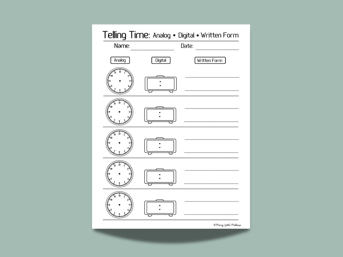 Telling the Time: Analog, Digital, Written forms