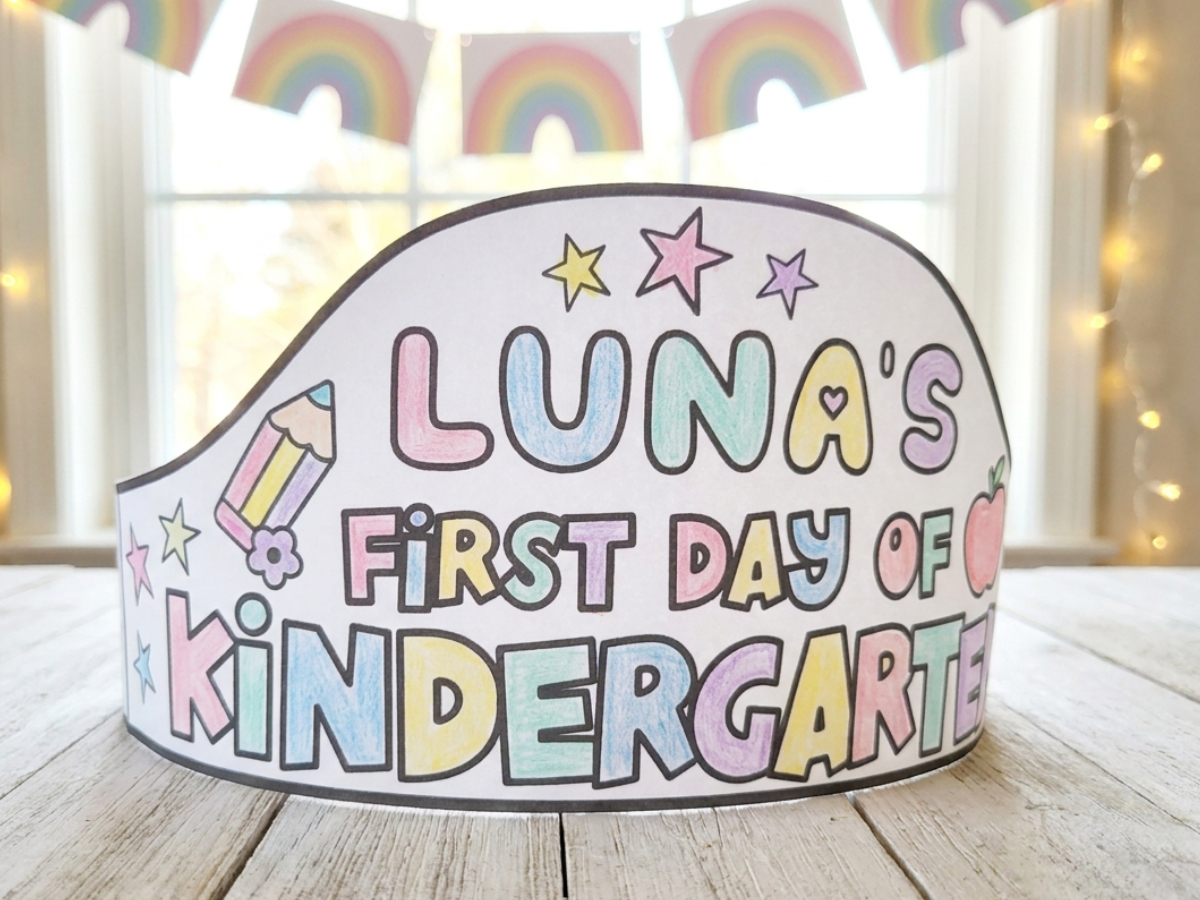 First Day of Kindergarten Crown – Edit Name with Canva Template