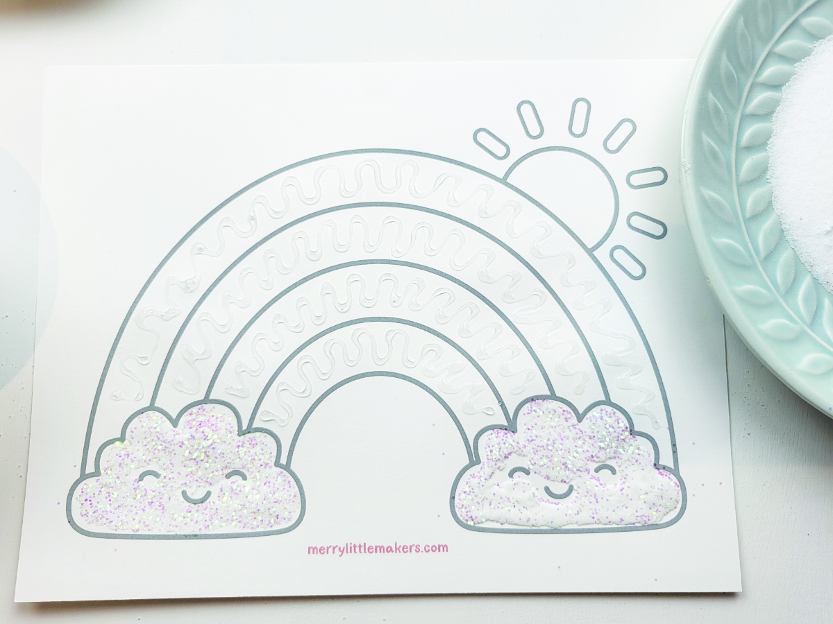 Shake off the excess glitter/salt onto a plate. 