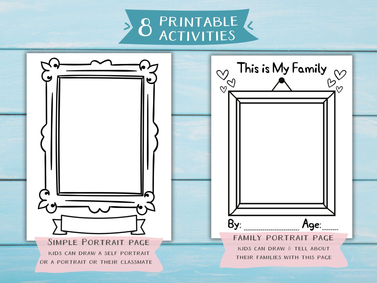 Self Portrait Page and Family Portrait Page. 