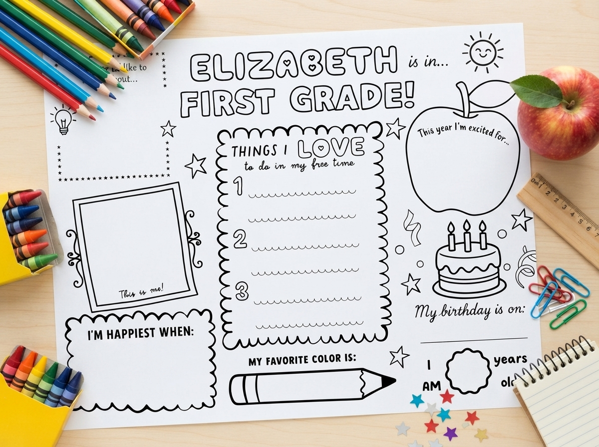 All About Me School Activity Page – Free Editable Canva Template