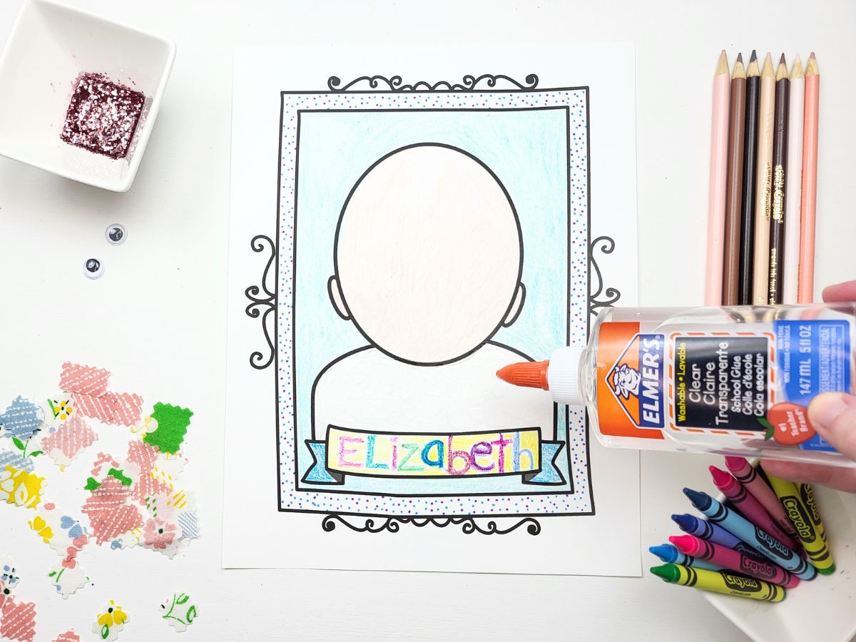 Adding glue to the portrait page. 