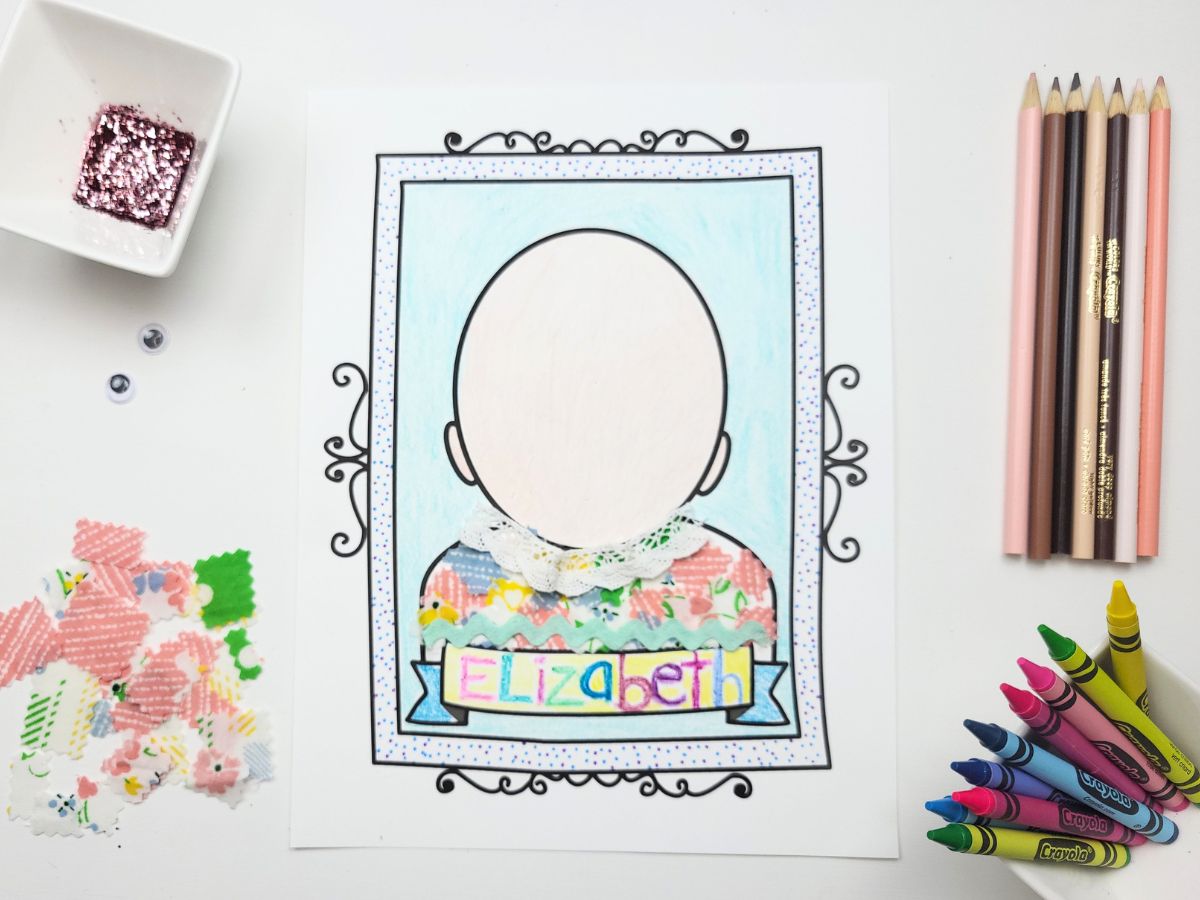 Adding fabric to the shirt area of the portrait page.
