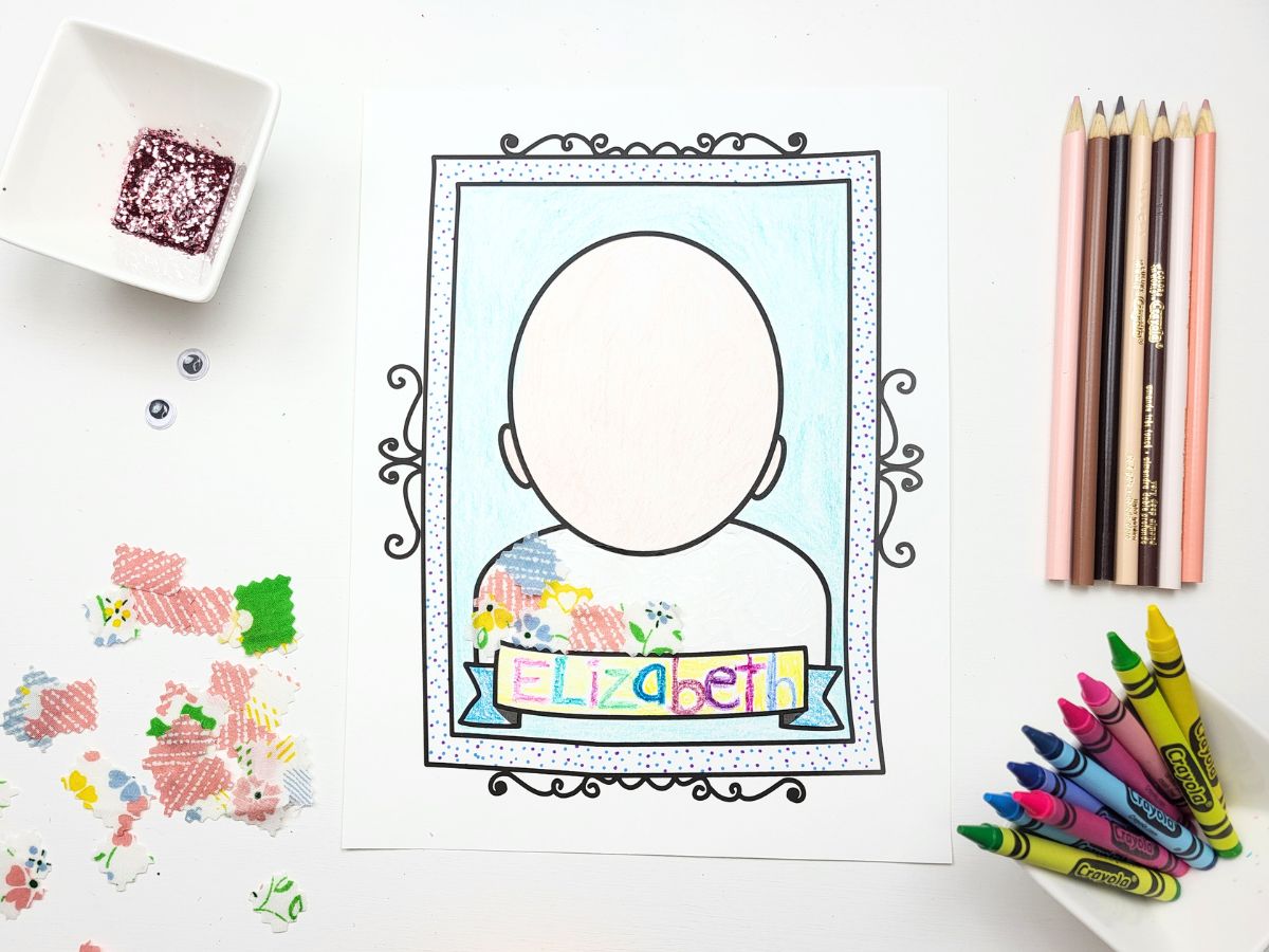 Adding fabric to the shirt area of the portrait page. 