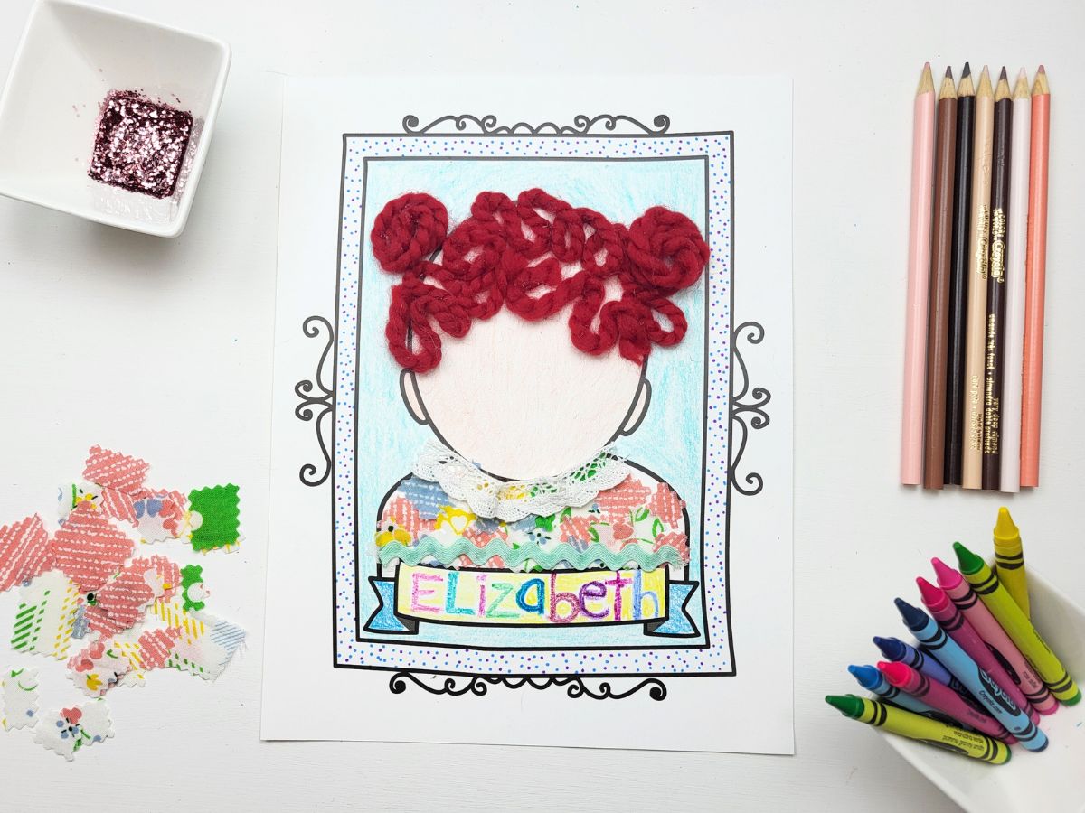 Adding yarn hair to the portrait page. 