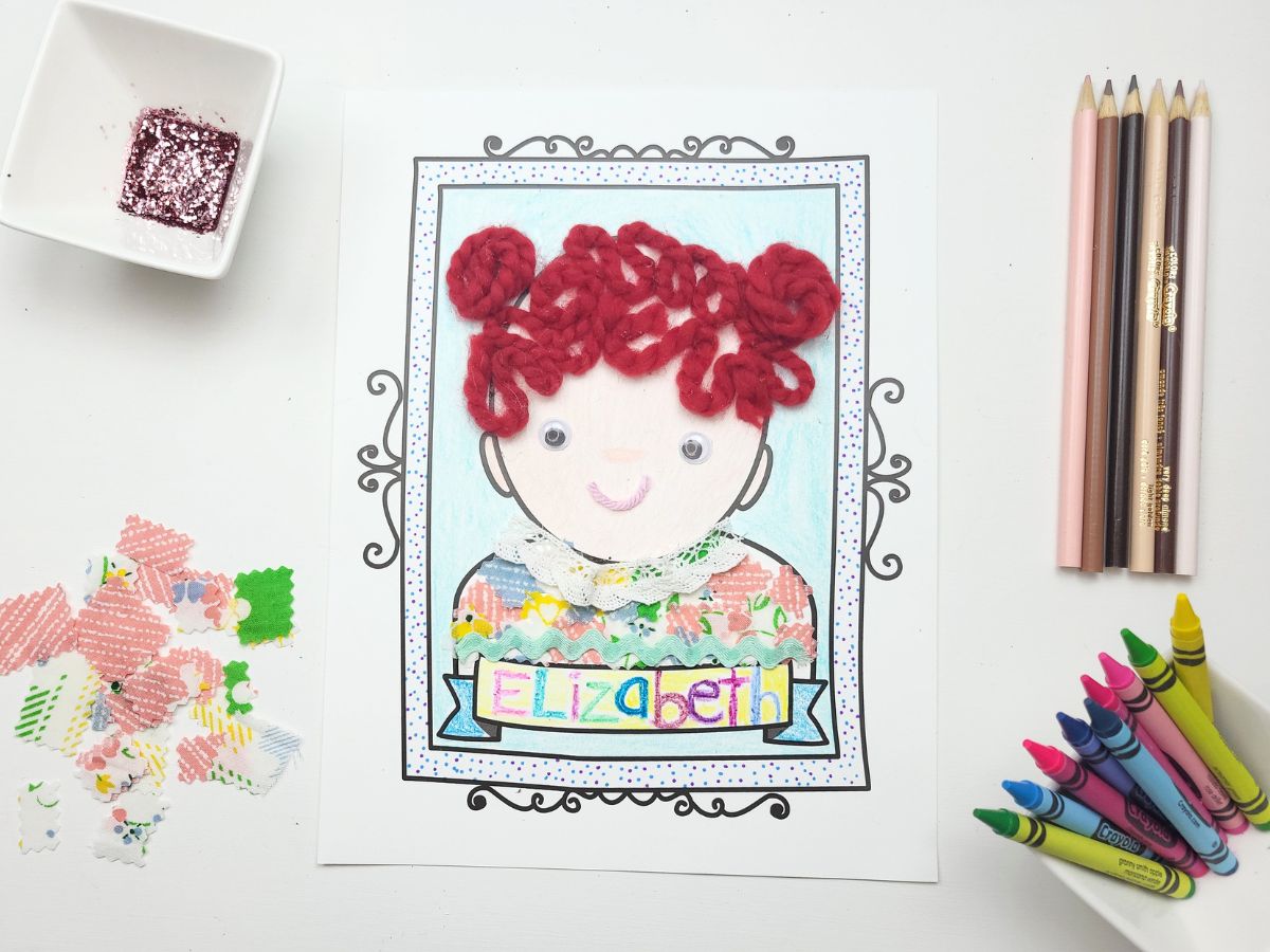 Adding a nose and a little yarn smile to the portrait page. 