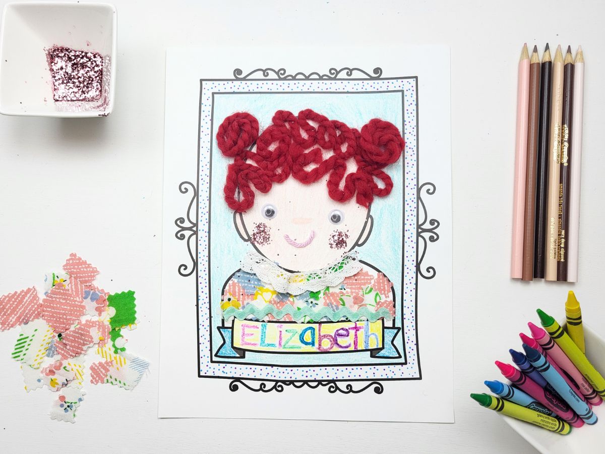 Adding glitter for some rosy cheeks on the portrait page. 